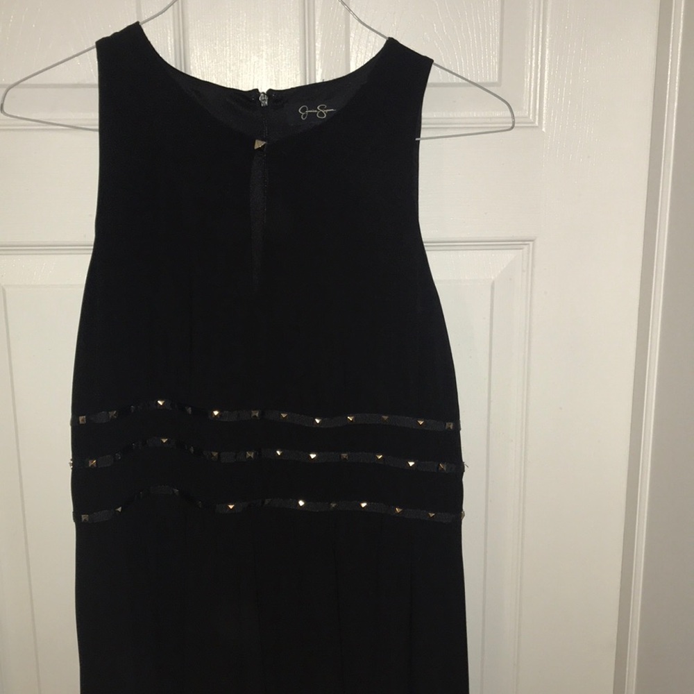 Black cocktail dress-gladiator detail